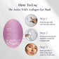 How to use Intuisse Active NAD+ Collagen Eye Masks: press the serum chamber to soak pads, apply under the eyes and leave on for 15–20 minutes.