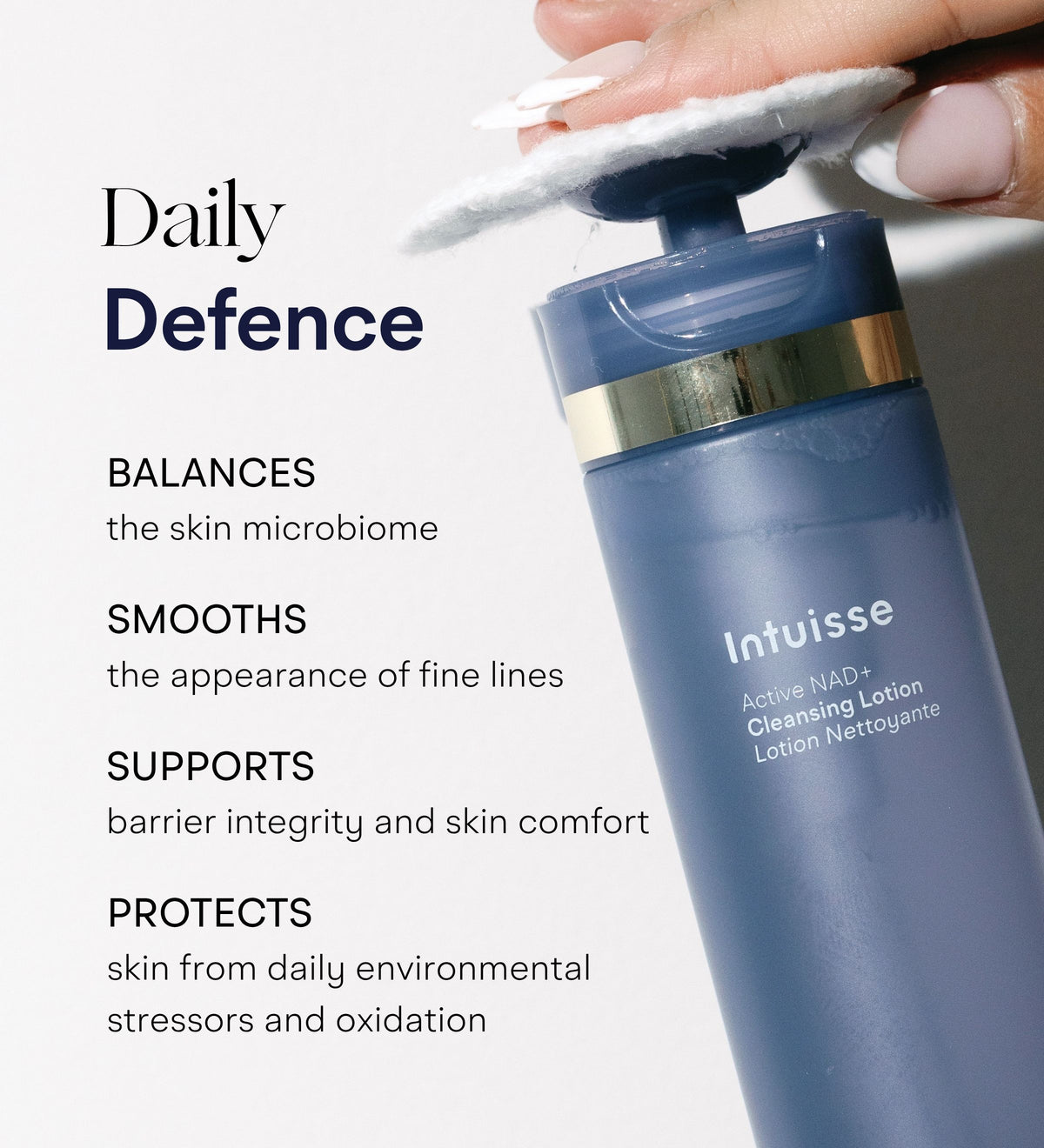 Intuisse Active NAD+ Micellar Cleansing Lotion benefits: balances, smooths, supports the skin barrier