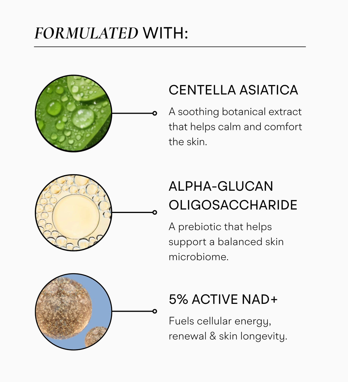 Intuisse Active NAD+ Micellar Cleansing Lotion key ingredients: centella asiatica, prebiotic and 5% Active NAD+