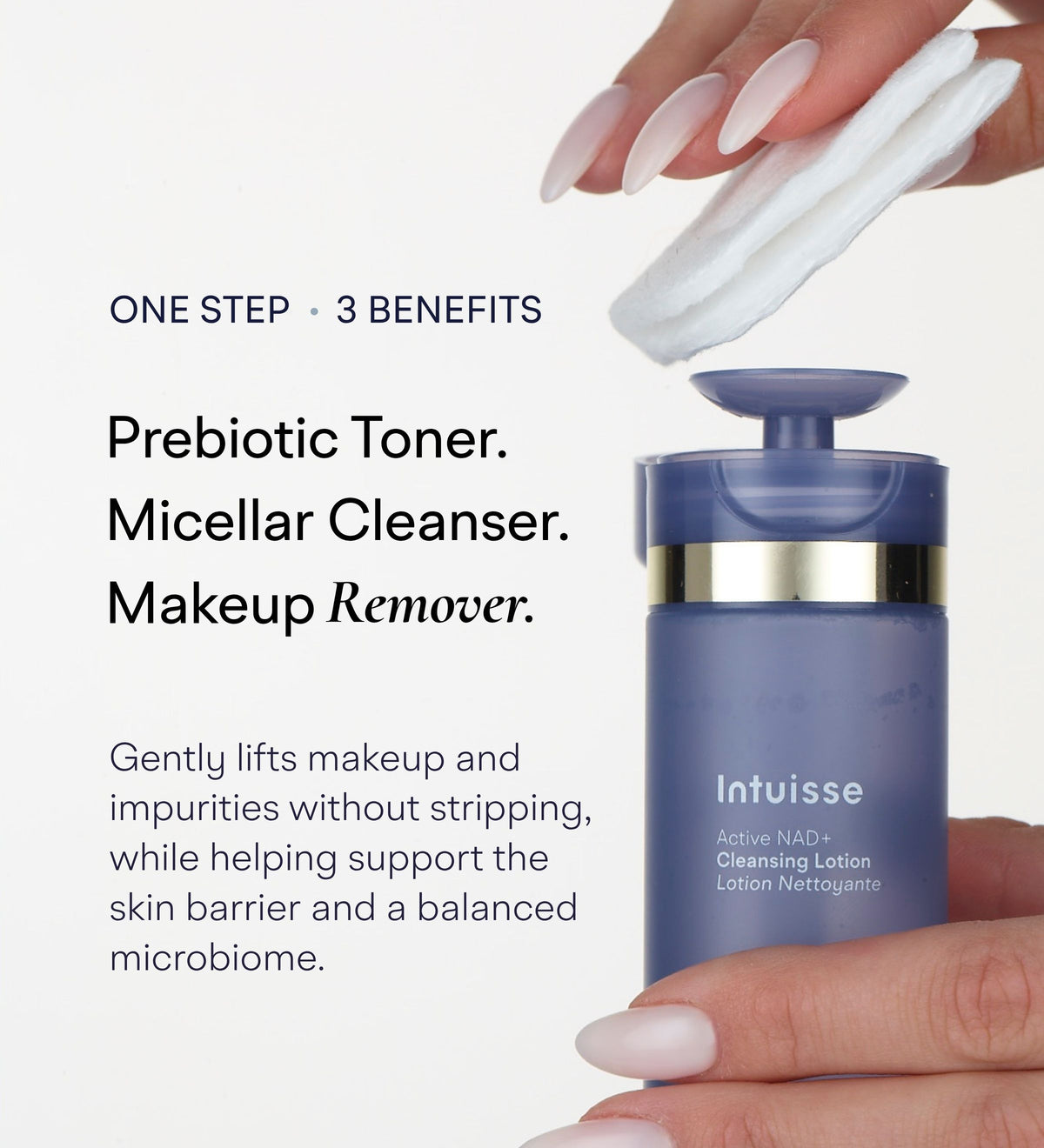 Intuisse Active NAD+ Micellar Cleansing Lotion: prebiotic toner, micellar cleanser and makeup remover in one step