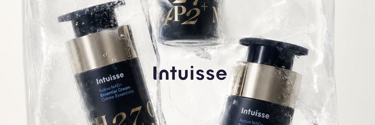 Intuisse Active NAD+ skincare collection frozen in ice cube. best kept cold.