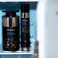 Inside the Intuisse skincare fridge: Active NAD+ Essential Cream and Eye Serum on the shelf