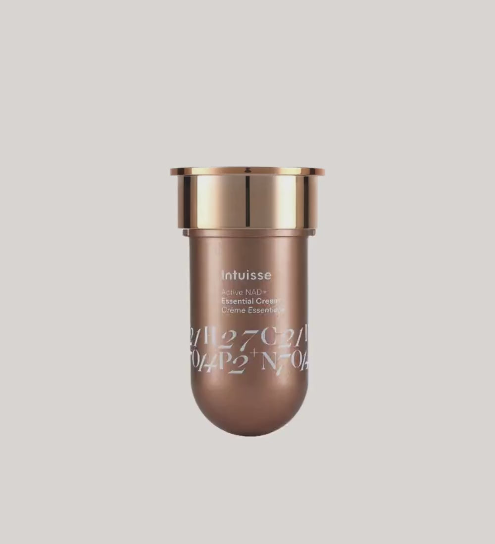 Stop-motion of the Intuisse Active NAD+ Peptide Essential Cream refill in use. How to refill